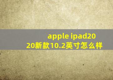 apple ipad2020新款10.2英寸怎么样